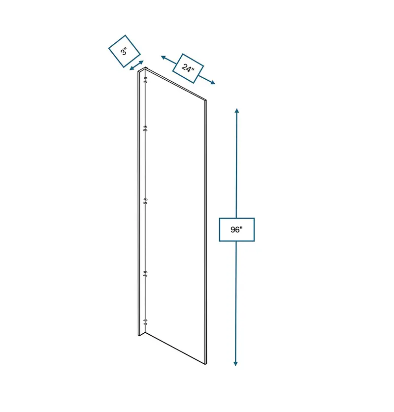 Malibu White Shaker 24" W X 96" H Refrigerator Panel 1