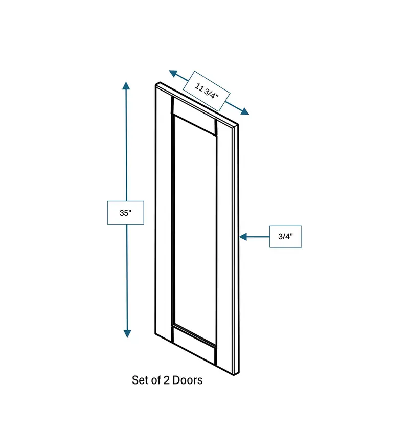 Malibu White Shaker Frosted Glass Cabinet Doors – 24" W × 36" H (2-Pack) 1