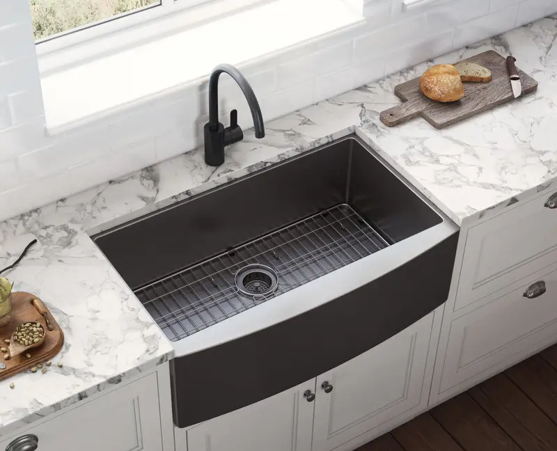 Matte Black Square-Corner Apron-Front Undermount Sink – 36" X 22" Single Basin 1