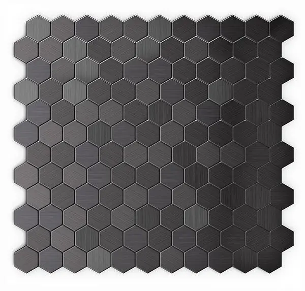 Matte Black Stainless Steel Hexagon Mosaic Tile 1