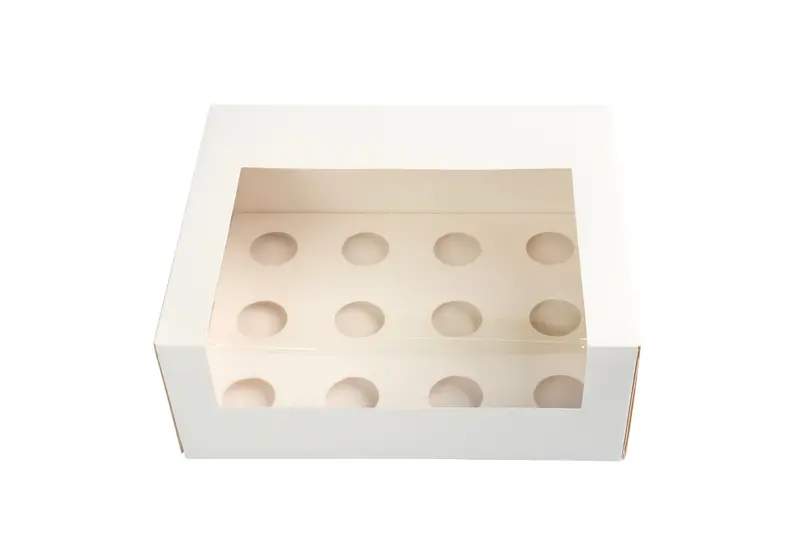 Mini Cupcake Display Box – 12-Cavity White Cardboard Treat Container 1