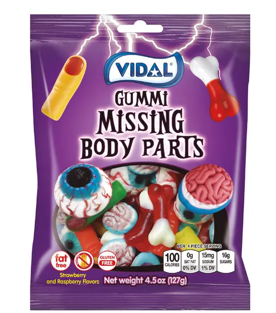 Missing Body Parts Gummy Candy – Vidal Peg Bag Featuring Playfully Macabre Halloween Treats 1