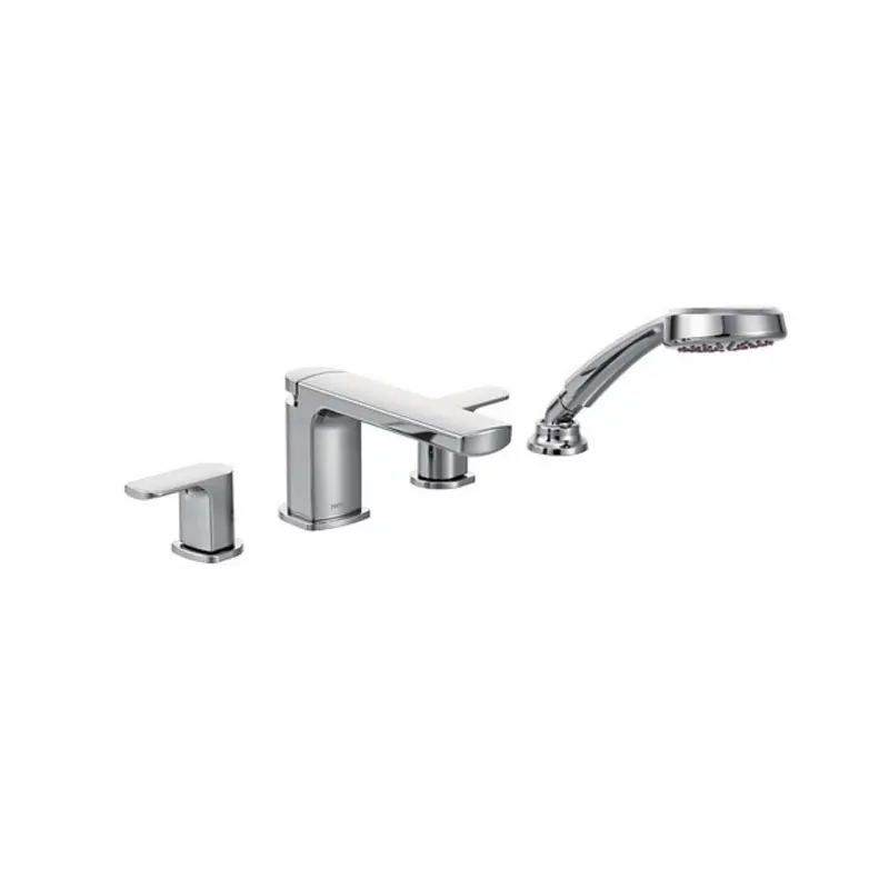 Moen Rizon Chrome Low-Arc Roman Tub Faucet – Two-Handle Configuration 1