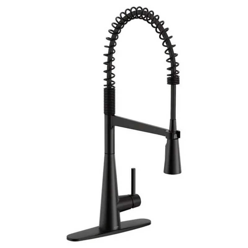 Moen Sleek Matte Black Pre-Rinse Kitchen Faucet With Spring Pulldown 1