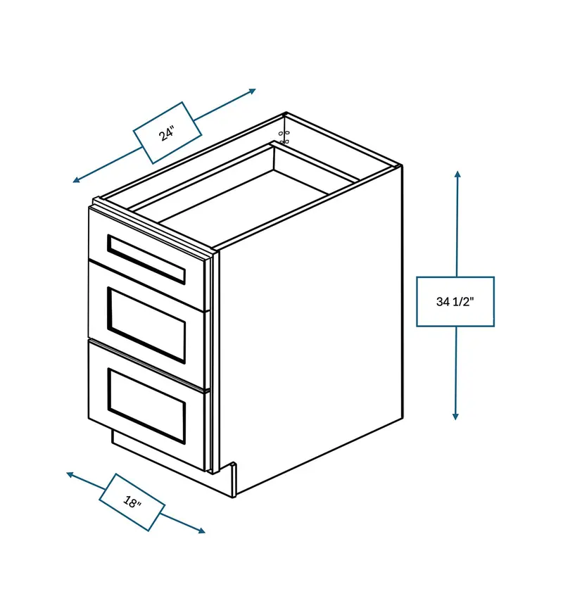 Nantucket Bluff Shaker 21-Inch Triple-Drawer Base Cabinet 1