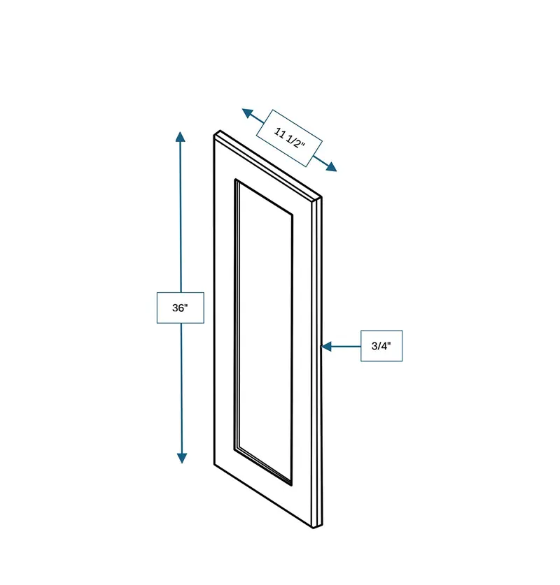 Nantucket Bluff Shaker Clear Glass Cabinet Door – 12" W X 36" H 1