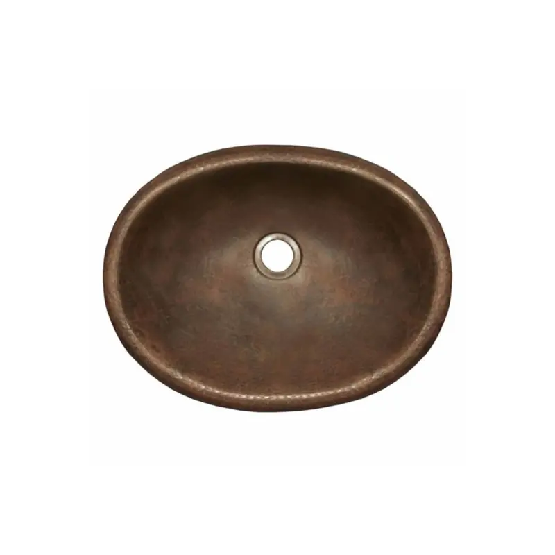 Native Trails Rolled Baby Classic – Oval Drop-In Hammered Copper Bathroom Sink 1