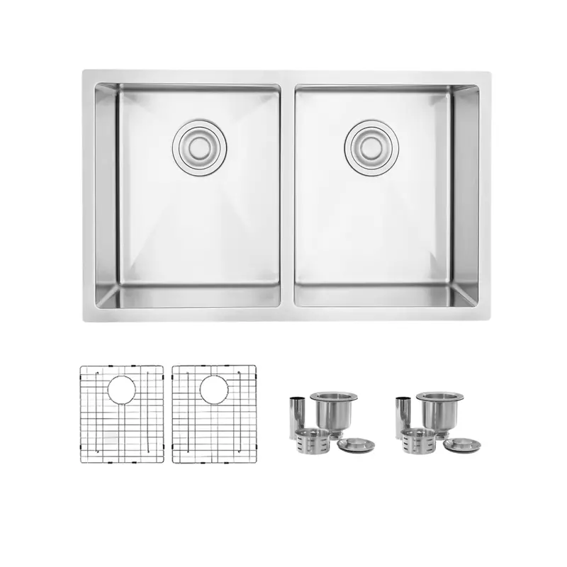 Onyx 30" Flexible Double Bowl Kitchen Sink – 18-Gauge Stainless Steel With Dual Grids & Basket Strainers (Model S-304Tg) 1