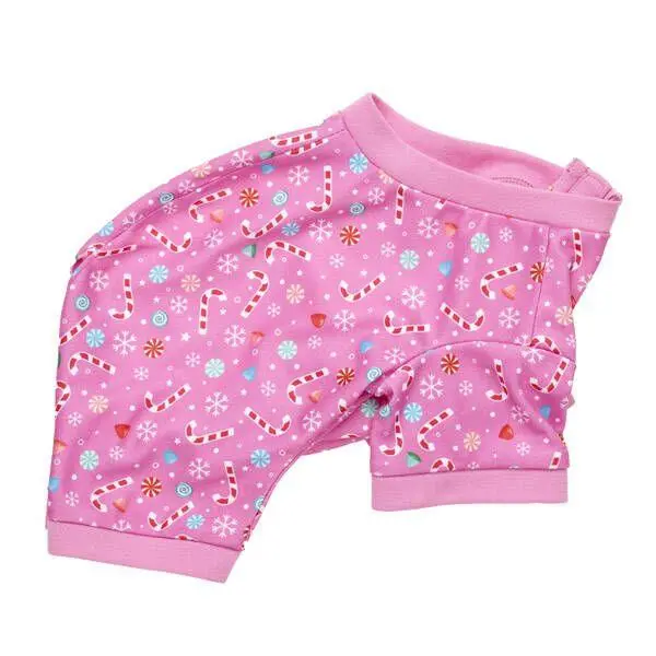 Pink Candy Cane Print Footed Sleeper 1