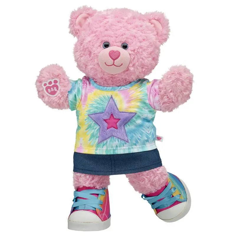 Pink Cuddles Teddy Bear With Rainbow Accents – Gift Set 1