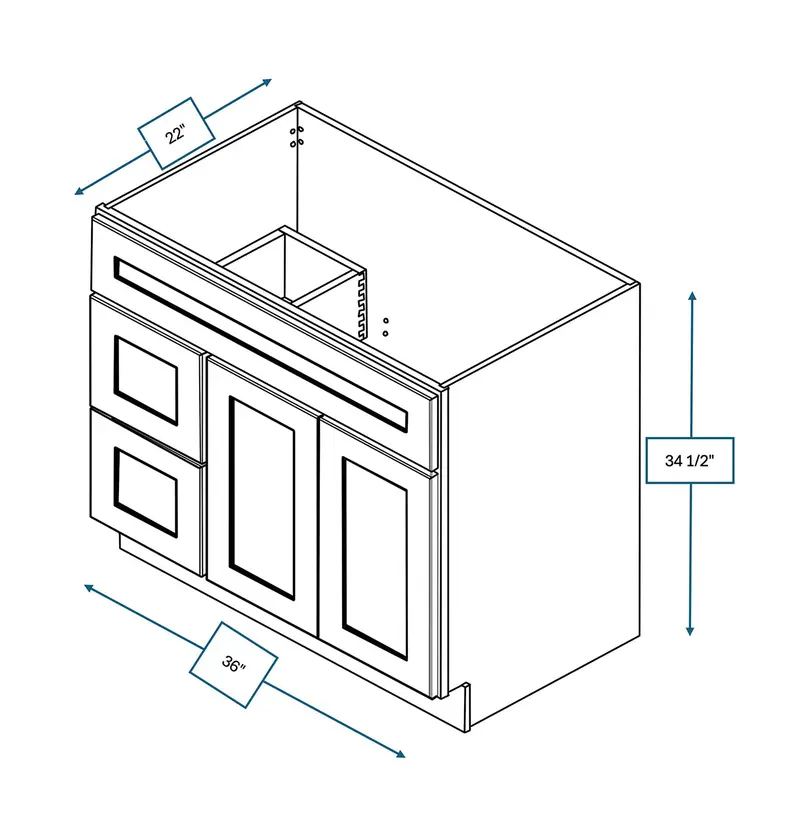 Platinum Grey Shaker 36" Left-Drawered Vanity Sink Base 1