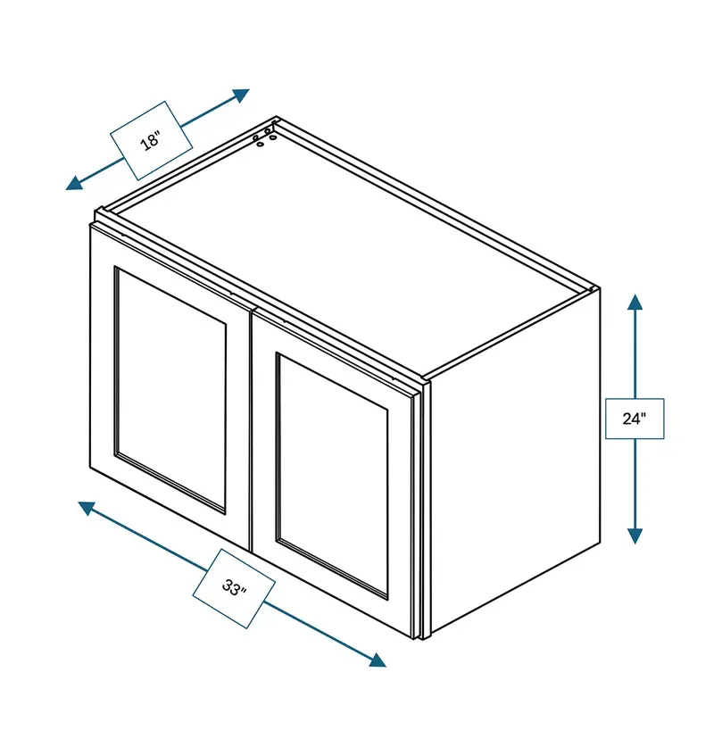 Platinum Grey Shaker Double-Depth Wall Cabinet – 33" W X 24" D X 18" H 1