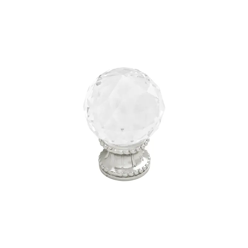 Polished Nickel Chautauqua Glass Cabinet Knob – 1-3/8" Diameter 1