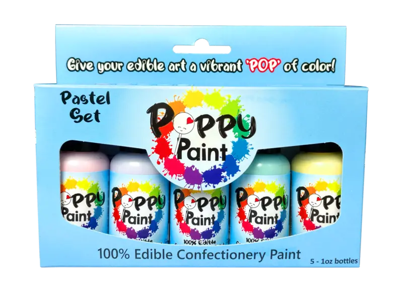 Poppy Paint Pastel Range: 5-Color Soft-Tone Edible Paint Set (30 Ml Bottles) 1