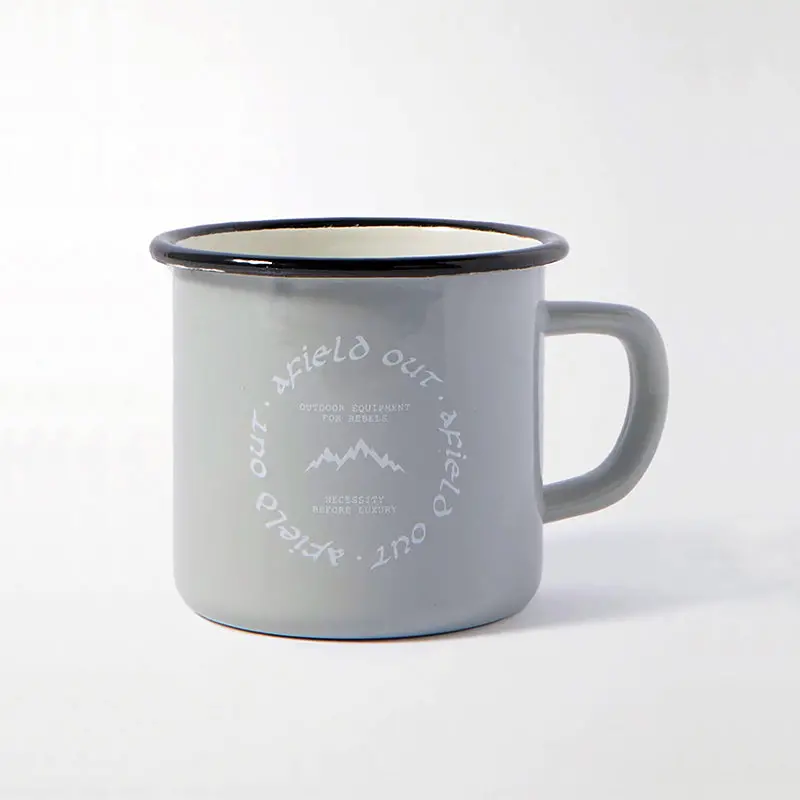 Premier Colorful Enamel Mug – 8Cm Slate Gray Design 1