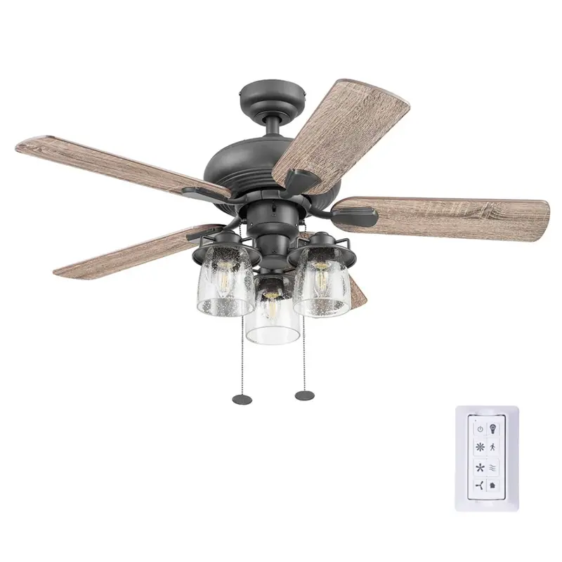 Prominence Home Crown Ridge 42-Inch Bronze Ceiling Fan With Pull Chain And Remote 1
