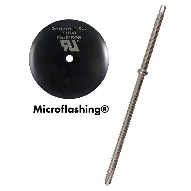 Quickbolt 5/16" × 8" Stainless Steel Roof Mount Kit With 3" Microflashing 1