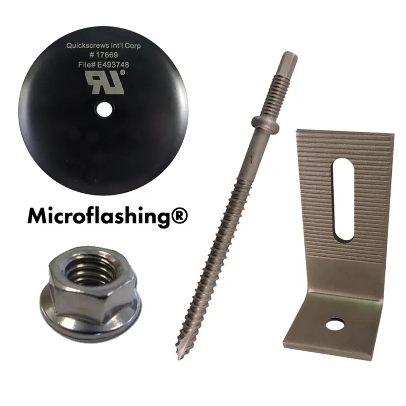 Quickbolt Qb1 Low-Profile Roof Mount Kit: 3" Microflashing, Ss L-Foot & Flange Nuts 1