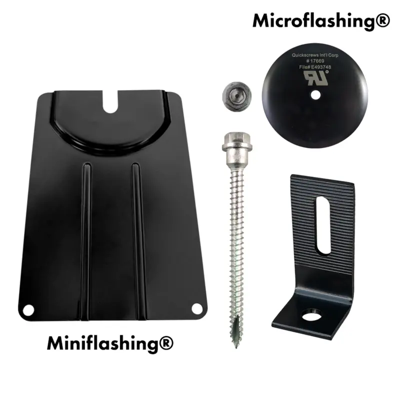Quickbolt Qb2 Kit With 3" Micro- And Miniflashing + Ss Low-Profile Black L-Foot 1
