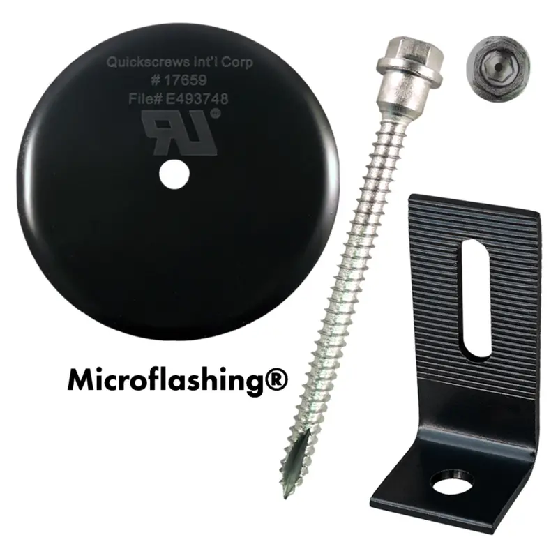 Quickbolt Qb2 Multi-Roof Mount Kit With 4" Microflashing & Stainless Steel Black L-Foot 1