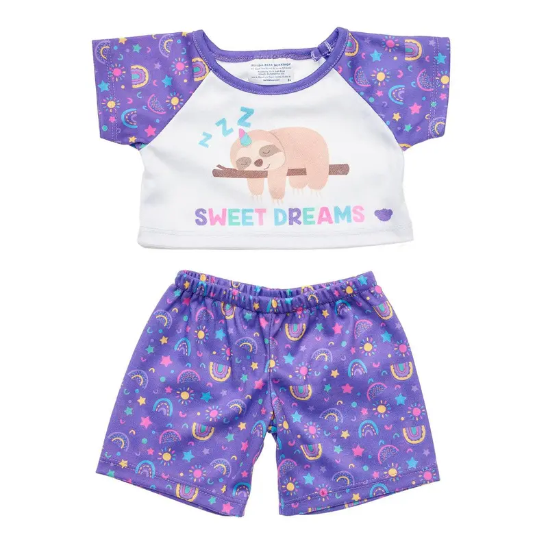 Rainbow Sloth Print Pajama Set 1