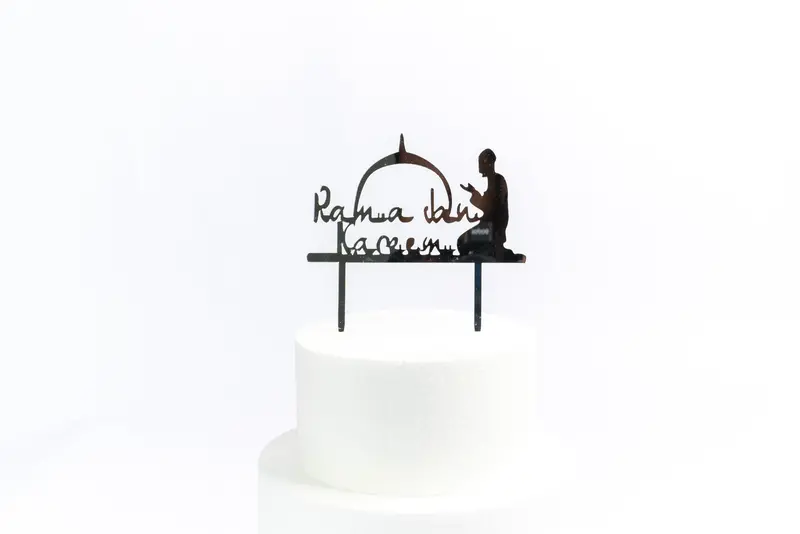 Ramadan Kareem Silver Acrylic Cake Topper 1