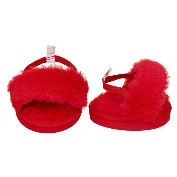 Red Plush Fuzzy Slippers 1