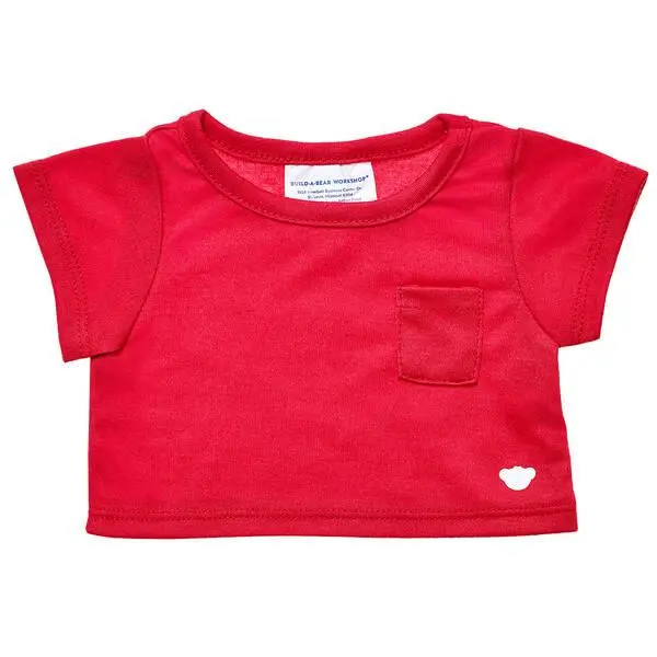 Red Pocket Detail Cotton T-Shirt 1