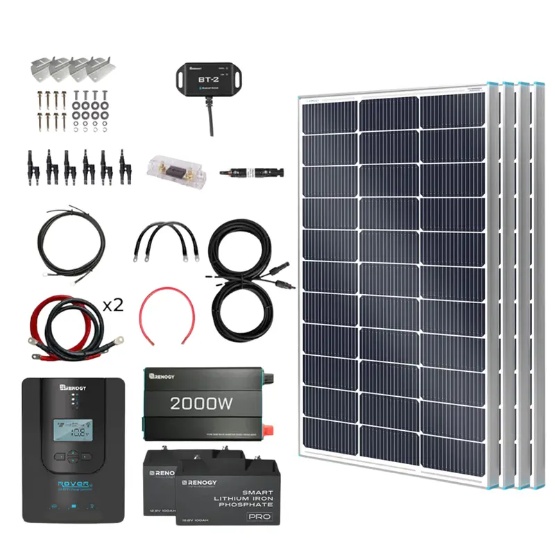 Renogy 400W Solar Kit For Small-Scale Off-Grid Use – Includes Two 100Ah Agm Or Lifepo4 Batteries And Essential Components 1