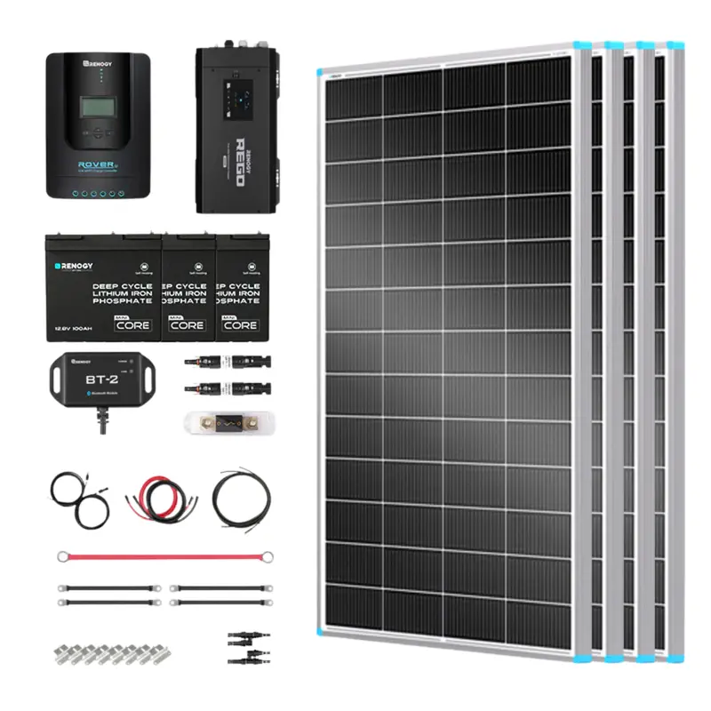 Renogy 800W 12V Diy Off-Grid Solar Power Kit – Complete System With Rigid Panels, Regulator, And Lithium Backup 1