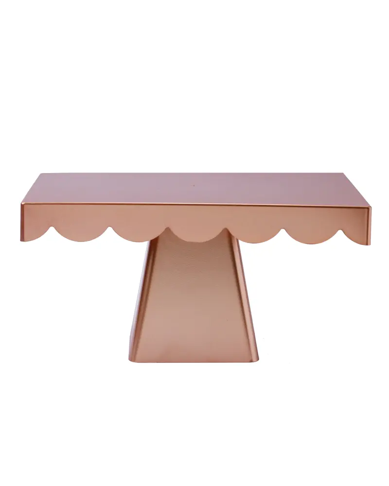Rose Gold Scalloped-Edge Rectangular Cake Stand 1