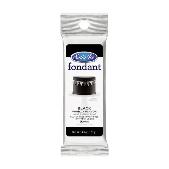Satin Ice Black Vanilla Fondant – 4.4 Oz Foil-Wrapped Portion 1