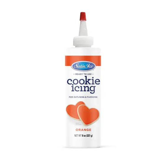 Satin Ice Ready-To-Use Orange Royal Icing – 8 Oz Bottle, Dries Hard 1