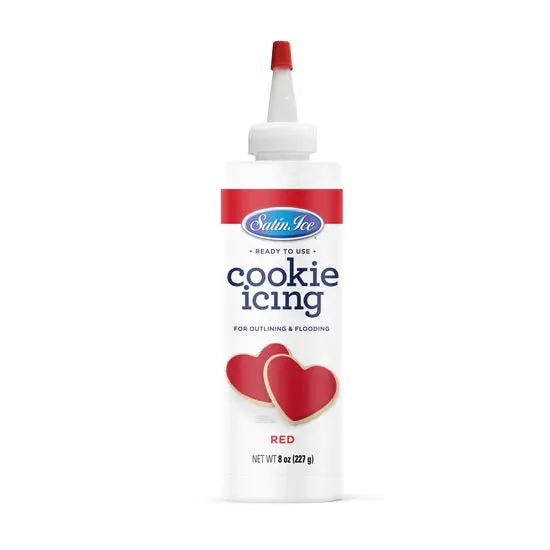 Satin Ice Ready-To-Use Red Royal Icing – 8 Oz Bottle, Dries Hard 1