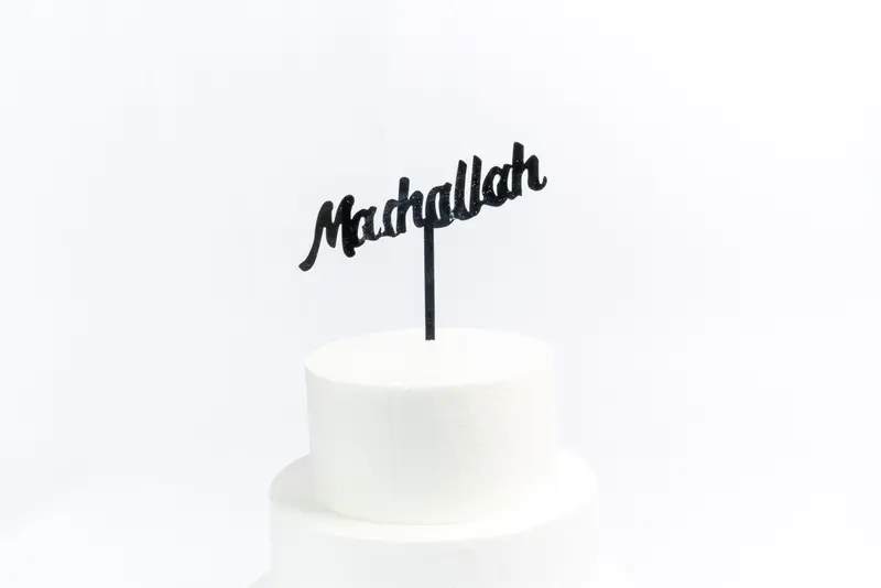 Shimmering Silver 'Mashallah' Metallic Cake Topper 1