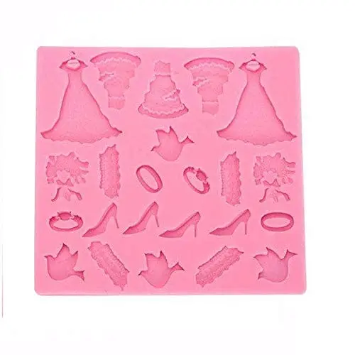 Silicone Fashion-Themed Fondant Mold – 10.5 × 10.5 × 1 Cm Detailed Pattern For Couture-Inspired Desserts 1