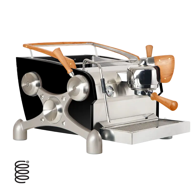 Slayer Espresso Single Group – Cherry Wood Cup Rail & Custom Actuators 1