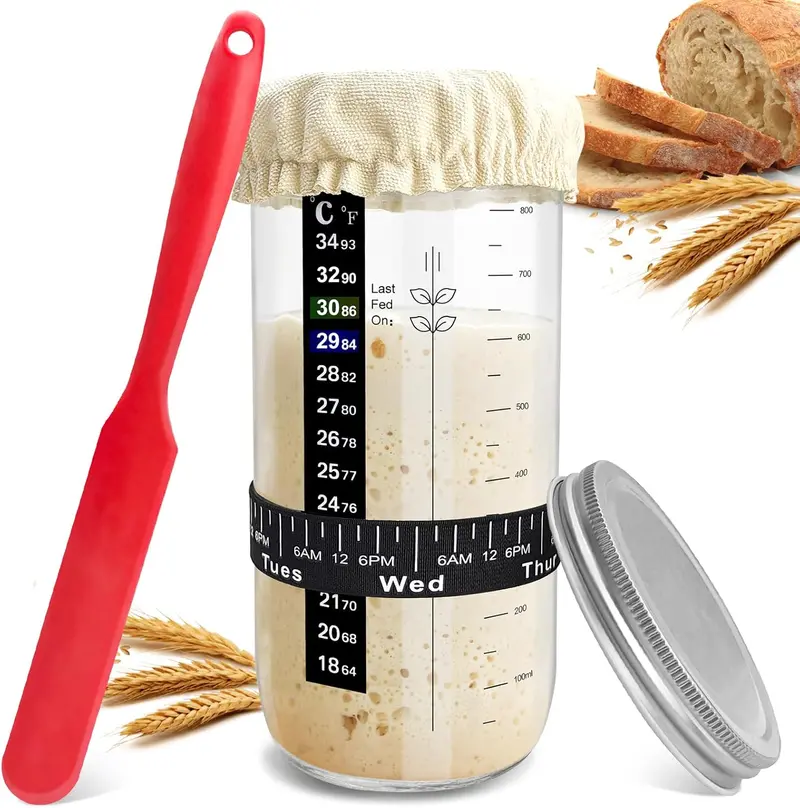 Sourdough Starter Kit – Complete Bread-Making Bundle With Jar, Thermometer, Spatula & More 1