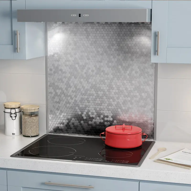 Stainless Steel Hexagon Range Backsplash By Prontomosaics 1