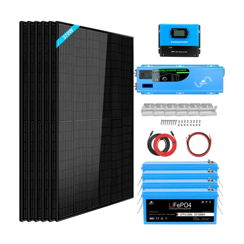 Sungoldpower 6Kw Off-Grid Solar Kit – 24V Lifepo4 Battery (10.24Kwh), 6×370W Panels 1