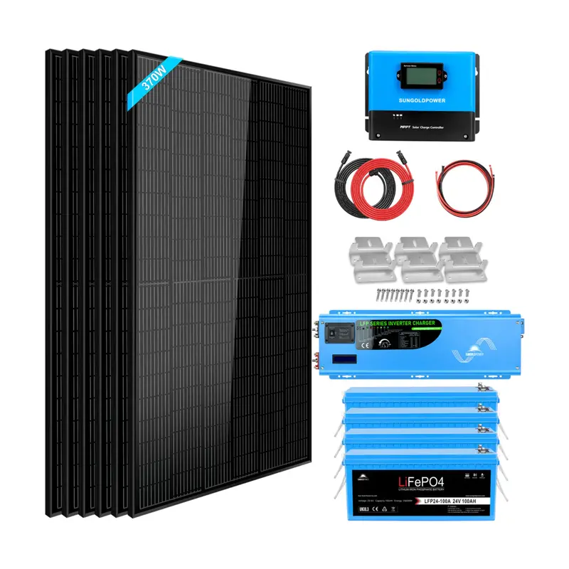 Sungoldpower 6Kw Off-Grid Solar System – 48V Lifepo4 Battery (10.24Kwh), 6×370W Panels 1