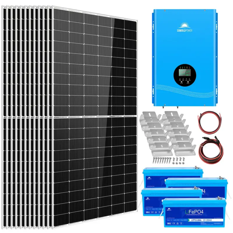 Sungoldpower Sgk-12Max 12Kw Off-Grid Solar Kit – 48V, 120V/240V Output, 10.24Kwh Battery, 5400W Panels 1