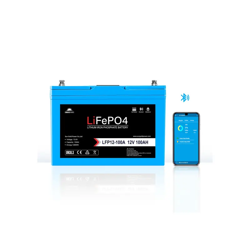Sungoldpower Sgp12V100S 12V 100Ah Lifepo4 Deep-Cycle Battery (Bluetooth, Self-Heating, Ip65) 1