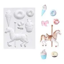 Sweet Carousel Fondant Mold – Whimsical Candy-Cane Design, Reusable Silicone 1