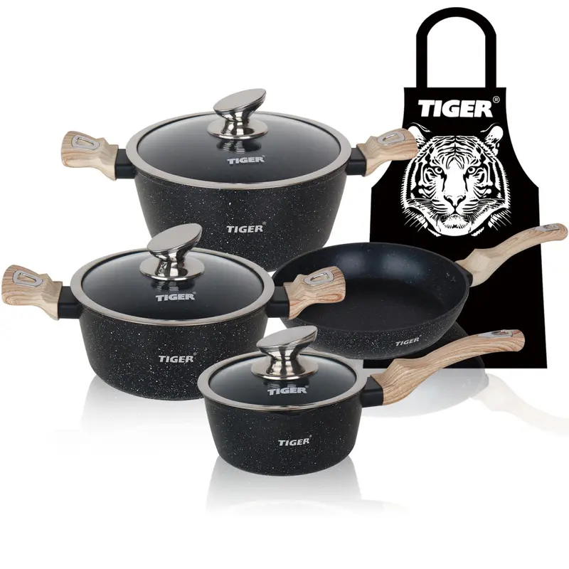 Tiger 8-Piece Marble-Coated Non-Stick Cookware Set – Black 1