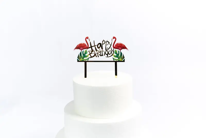 Tropical Flamingo Acrylic Cake Topper 1