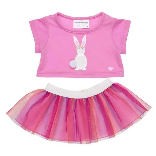 Two-Piece Pink Bunny Skirt Ensemble 1
