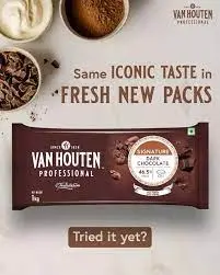 Van Houten Dark Chocolate Couverture – 1Kg (46.5% Cocoa) 1