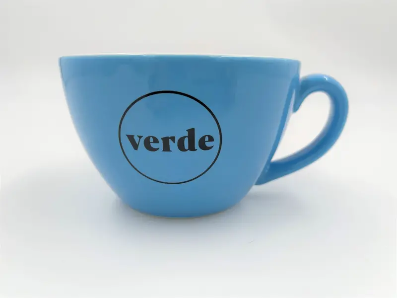 Verde Blue 12Oz Cappuccino Cup With Matching Saucer Set 1