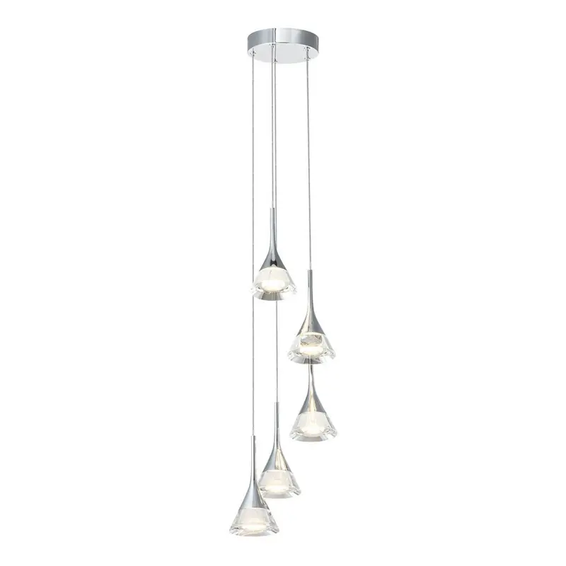 Vonn Amalfi 5-Light Contemporary Led Chandelier With Cone Shades – Polished Chrome Finish 1